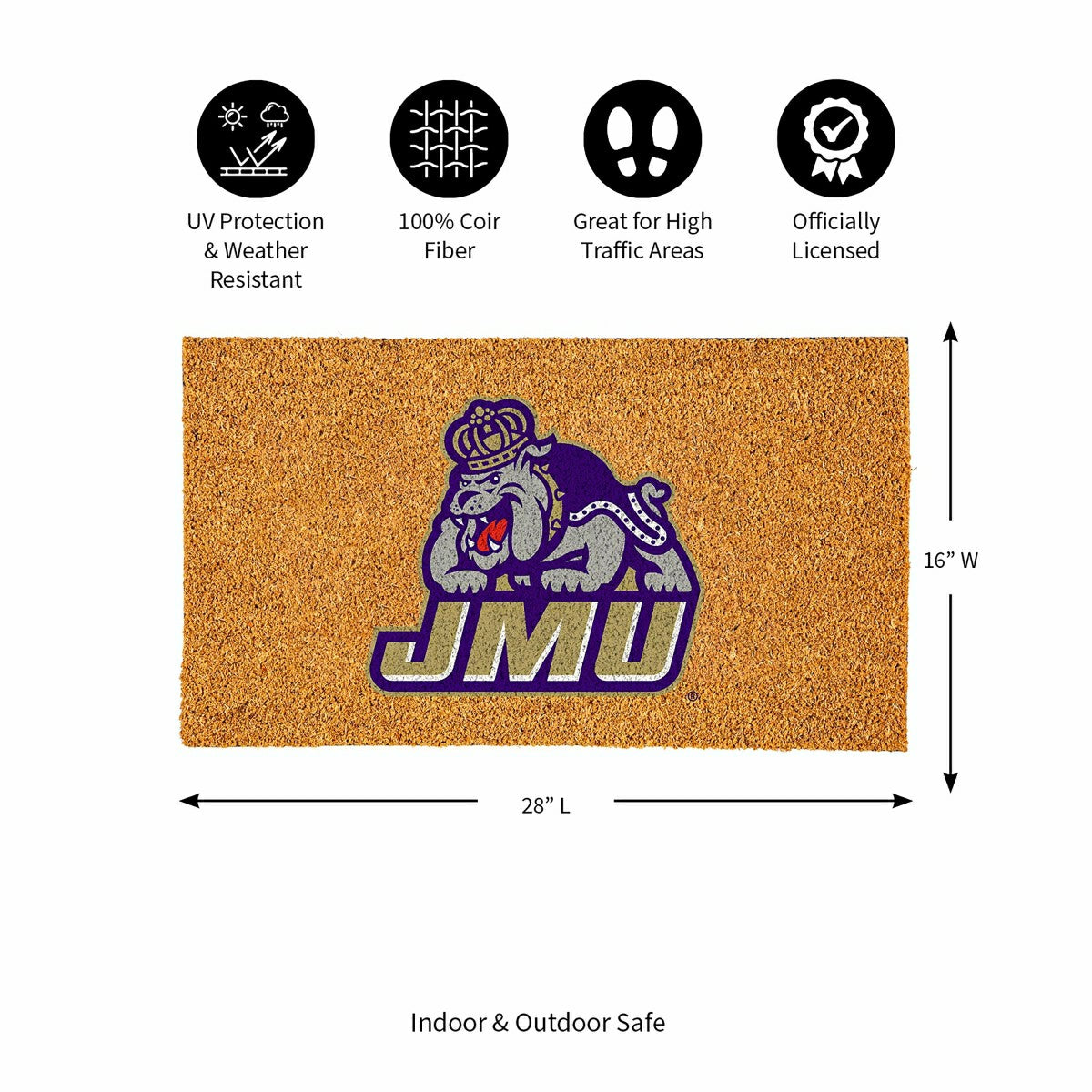 Coir Mat, 16"x28", James Madison University, Collegiate