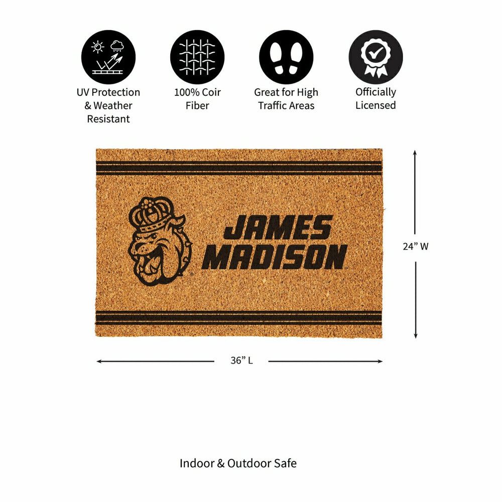 James Madison University Large One Color Coir Mat, 36"x24", Collegiate