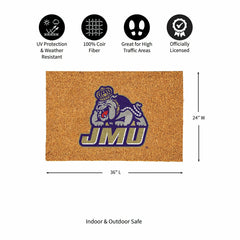 James Madison University Large Full Color Coir Mat, 36"x24", Collegiate