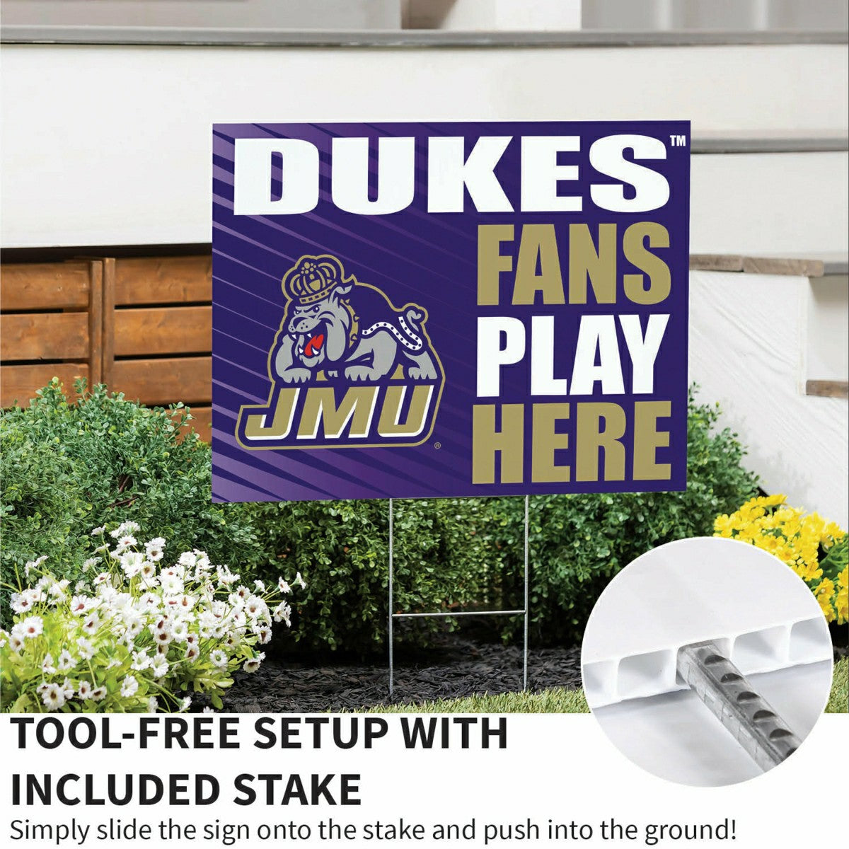 James Madison University Coroplast Yard Sign "Fans Play Here", Collegiate, Home