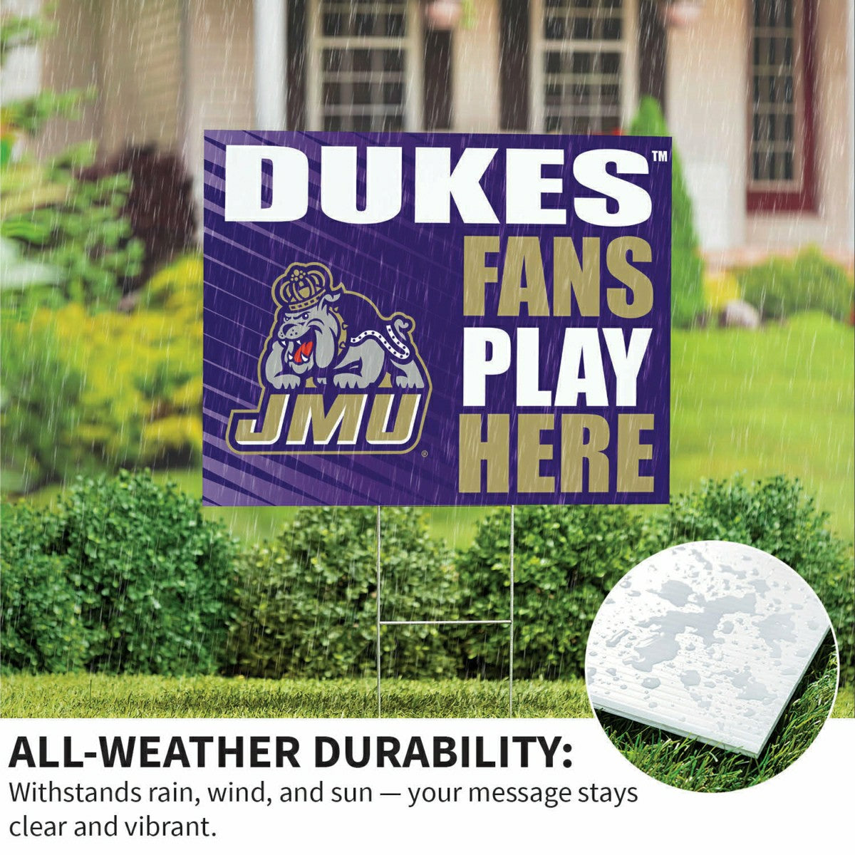 James Madison University Coroplast Yard Sign "Fans Play Here", Collegiate, Home