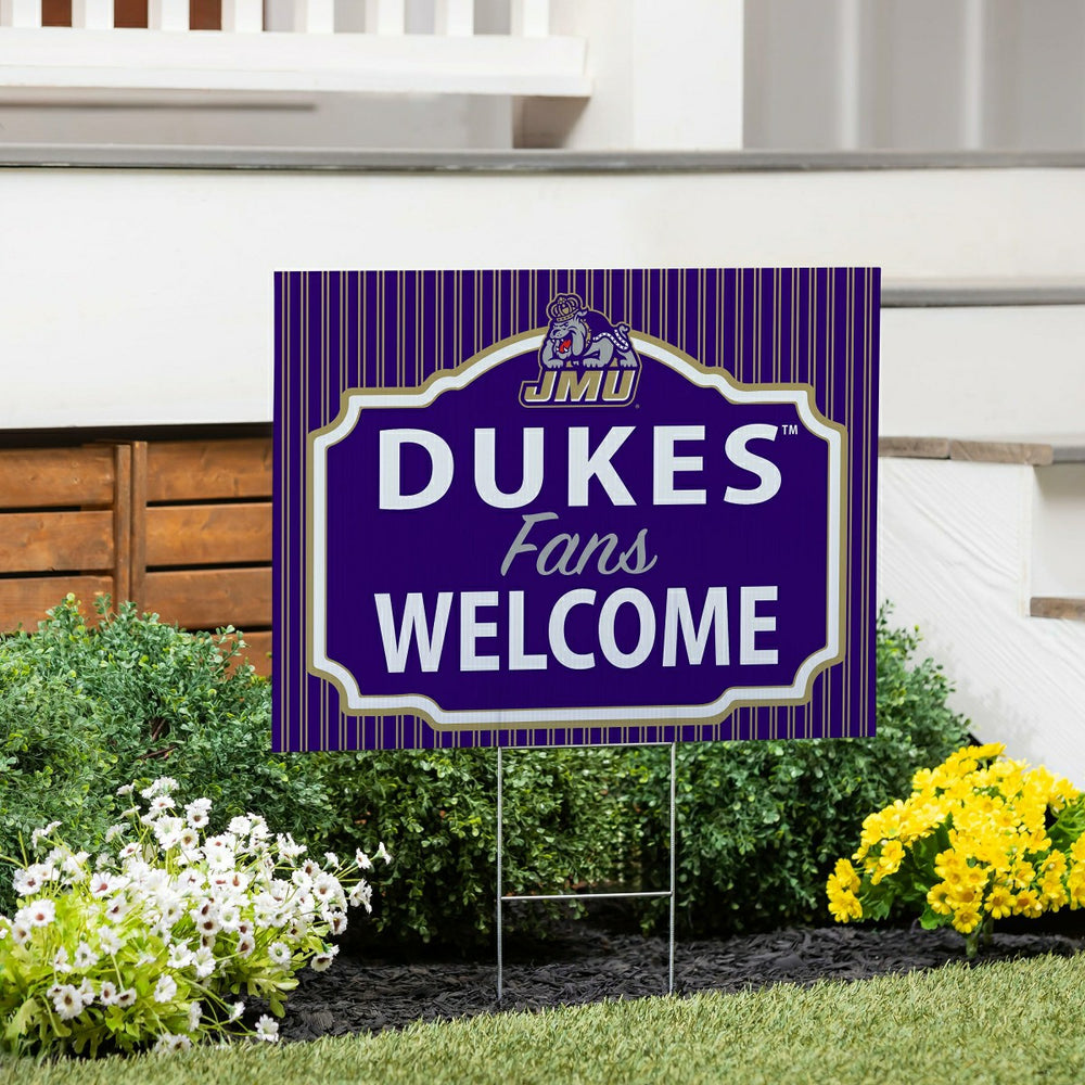 James Madison University Coroplast Yard Sign, "Fans Welcome", Collegiate, Home