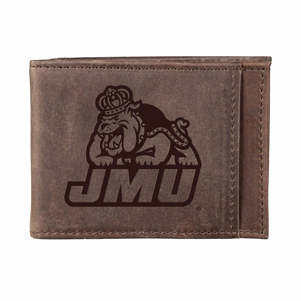 Front Pocket Wallet w/ RFID Blocking, James Madison University, Brown, Collegiate, Home
