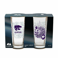 Kansas State University 16oz Glass pint, Set of 2, Collegiate, Home