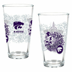 Kansas State University 16oz Glass pint, Set of 2, Collegiate, Home