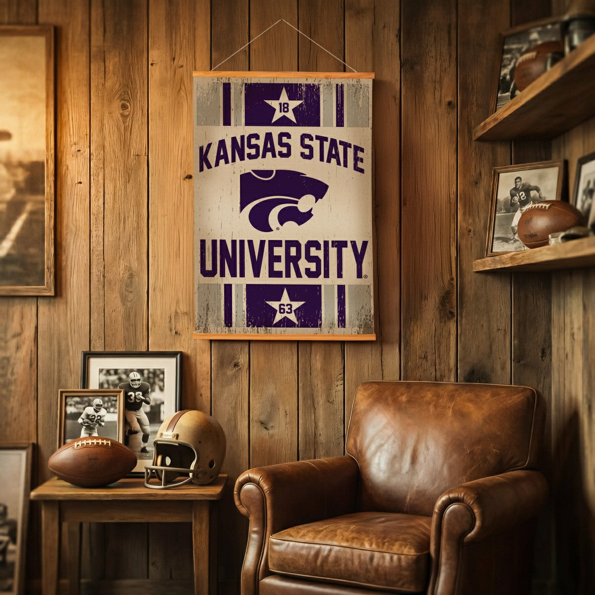 Kansas State University, Canvas Wall Tapestry, Medium, 36x24, Collegiate, Home