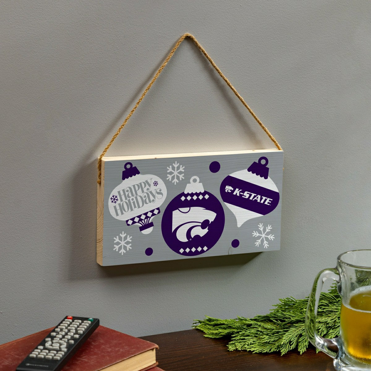Kansas State University Holiday Wood Wall Sign, 6x11, Collegiate, Home