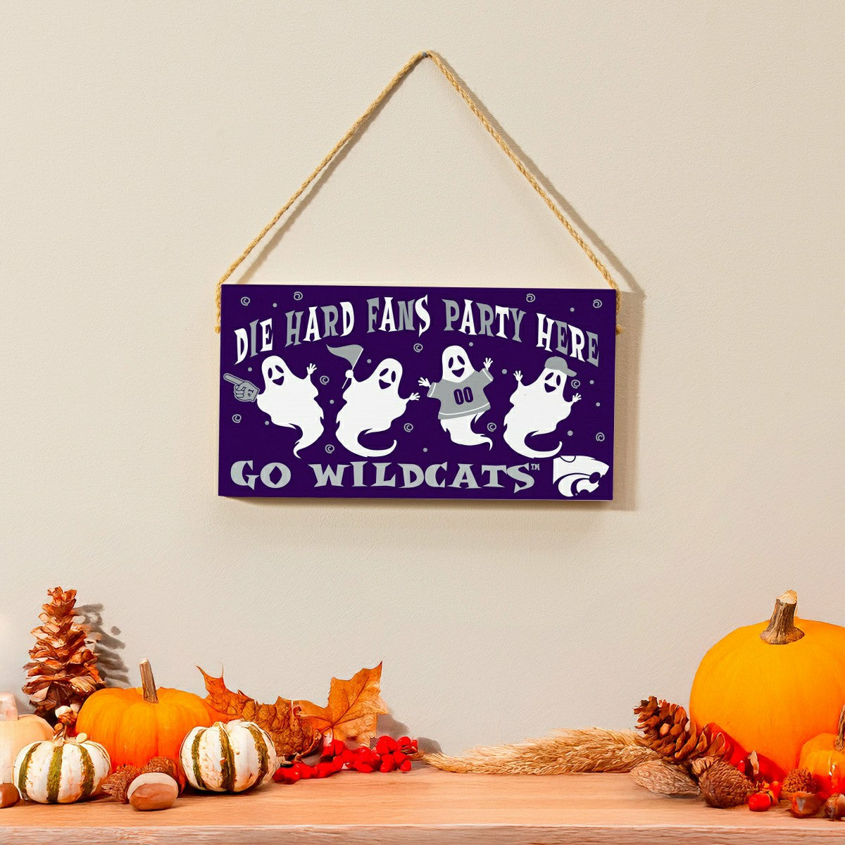 Kansas State University Halloween Wood Wall Sign, 6x11, Collegiate, Home