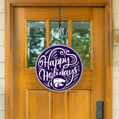 Kansas State University Holiday Round Door Décor with Hanging Rope, 18, Collegiate, Home