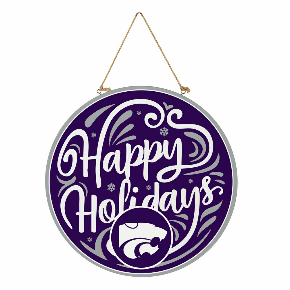 Kansas State University Holiday Round Door Décor with Hanging Rope, 18, Collegiate, Home