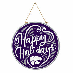 Kansas State University Holiday Round Door Décor with Hanging Rope, 18, Collegiate, Home
