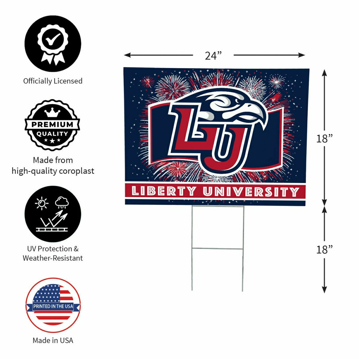 Liberty University Yard Sign, Patriotic, Collegiate, Home
