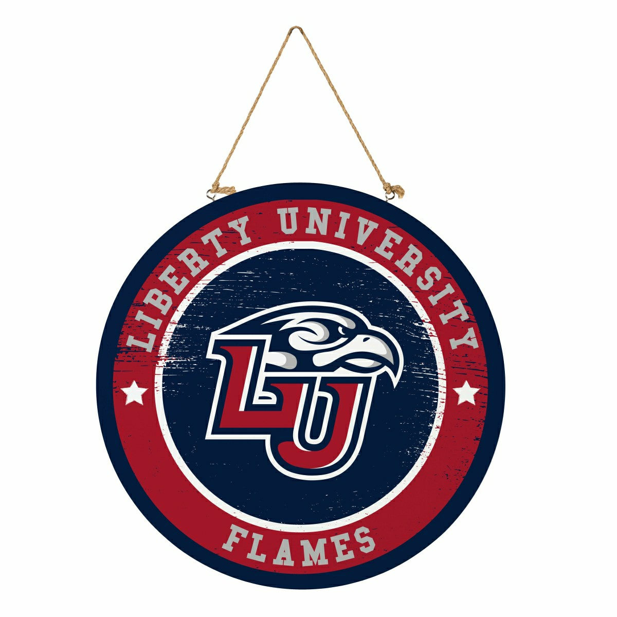 Liberty University Round Door Décor with Hanging Rope, 18x18, Collegiate, Home