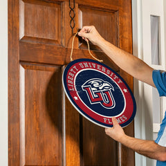 Liberty University Round Door Décor with Hanging Rope, 18x18, Collegiate, Home