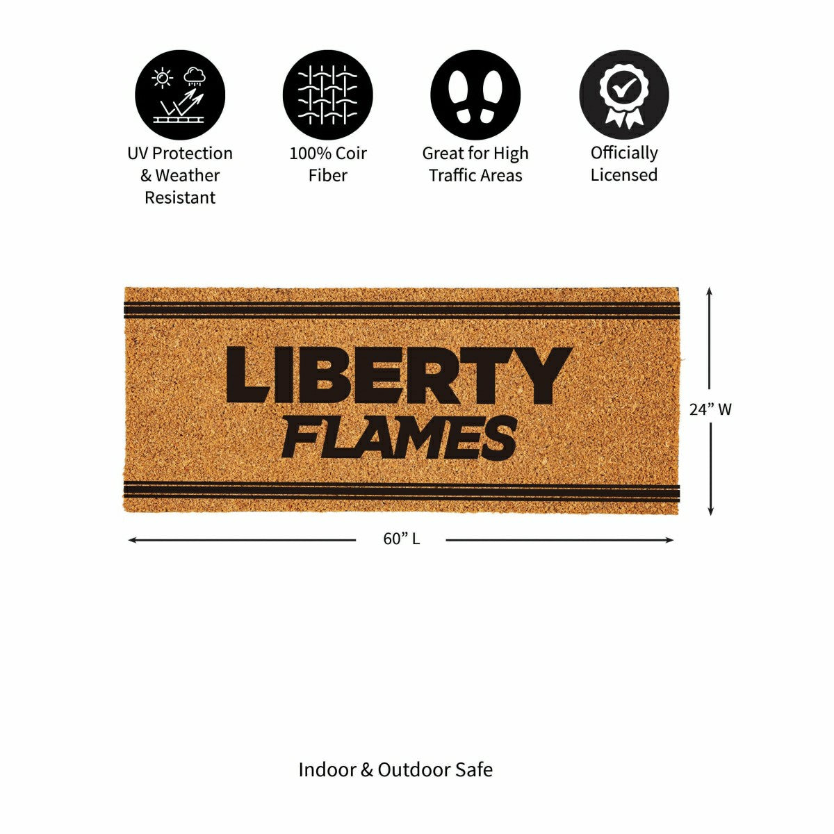Liberty University Extra Large One Color Coir Mat, 60"x24", Collegiate