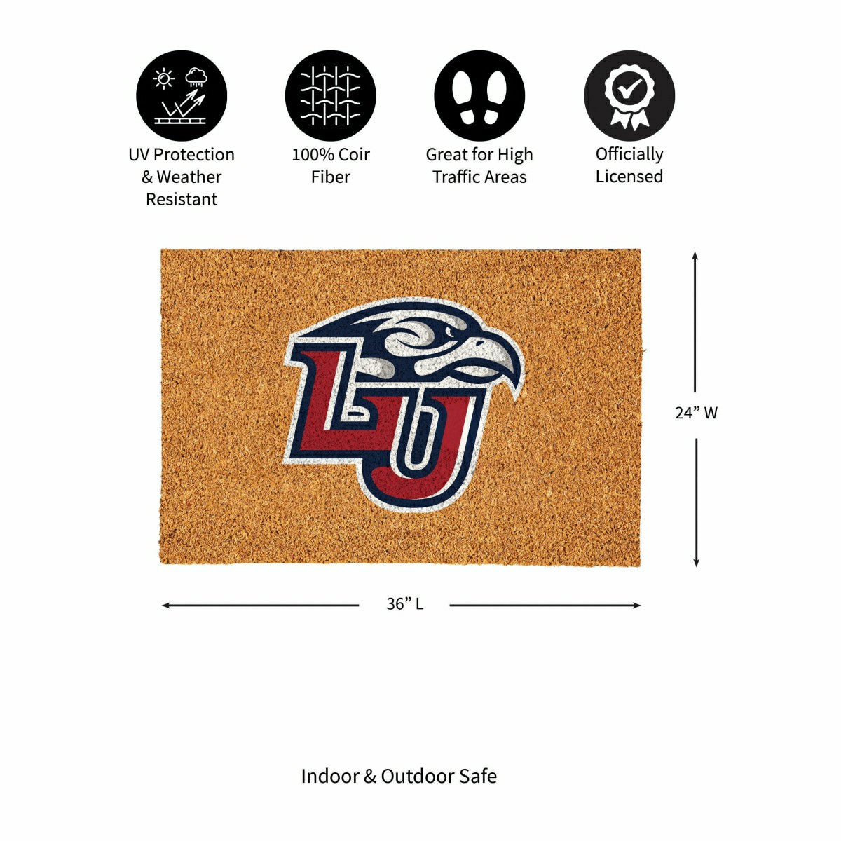 Liberty University Large Full Color Coir Mat, 36"x24", Collegiate