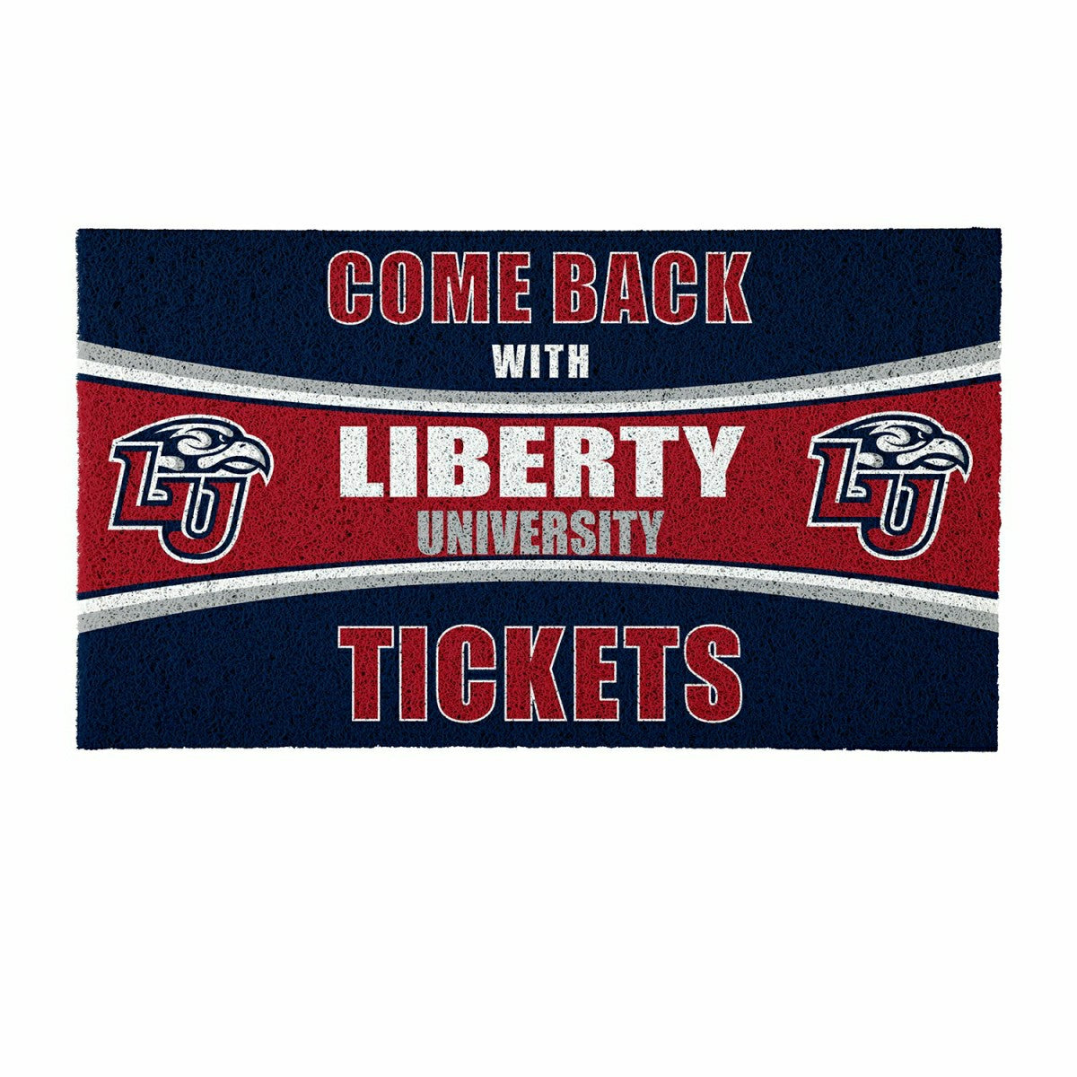 28" x 16" PVC Trapper Mat, Come Back with Tickets, Liberty University, Collegiate