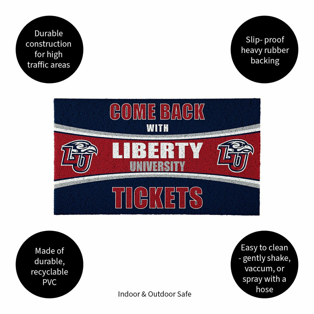 28" x 16" PVC Trapper Mat, Come Back with Tickets, Liberty University, Collegiate