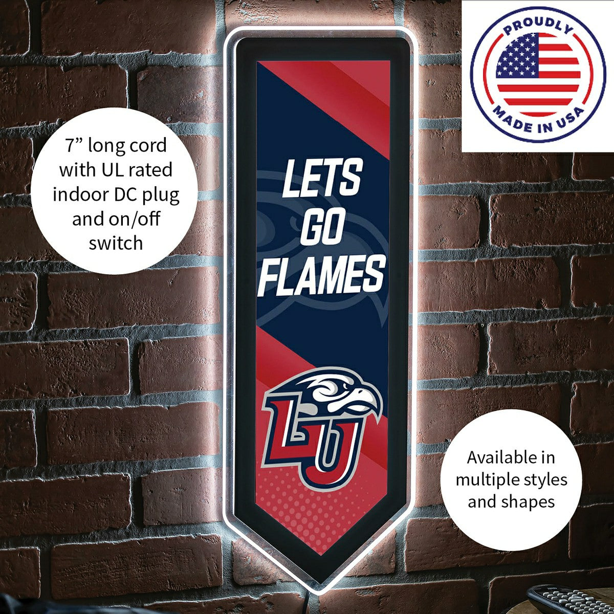 LED Wall Decor, Pennant, Liberty University, Collegiate, Home