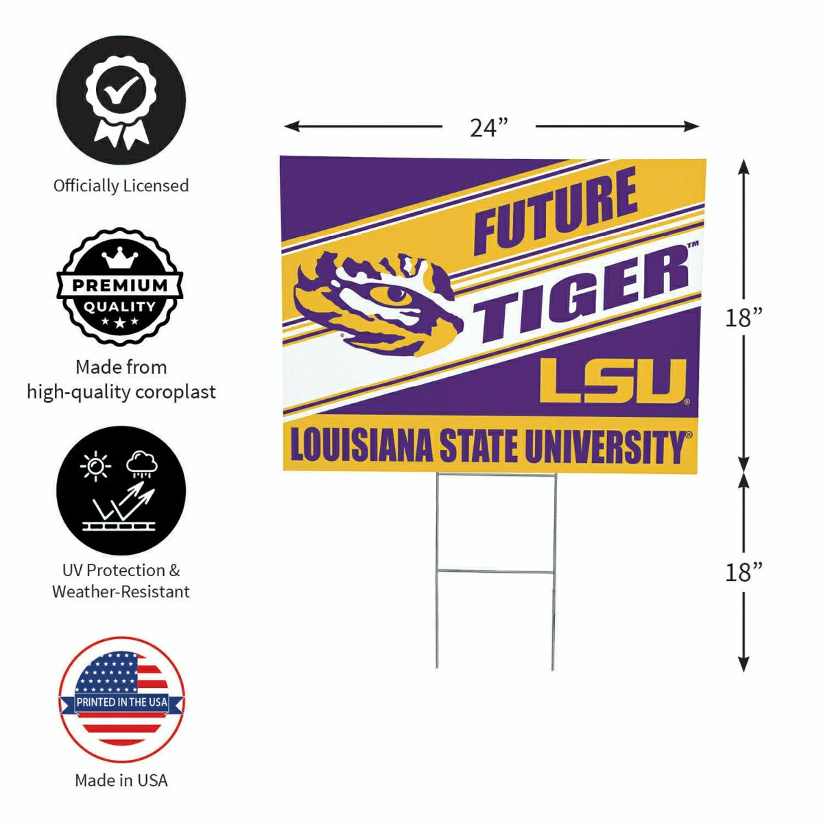 Louisiana State University Coroplast Yard Sign, Future Student, Collegiate, Home