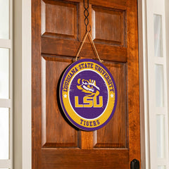 Louisiana State University Round Door Décor with Hanging Rope, 18x18, Collegiate, Home