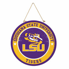 Louisiana State University Round Door Décor with Hanging Rope, 18x18, Collegiate, Home