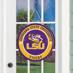 Louisiana State University Round Door Décor with Hanging Rope, 18x18, Collegiate, Home