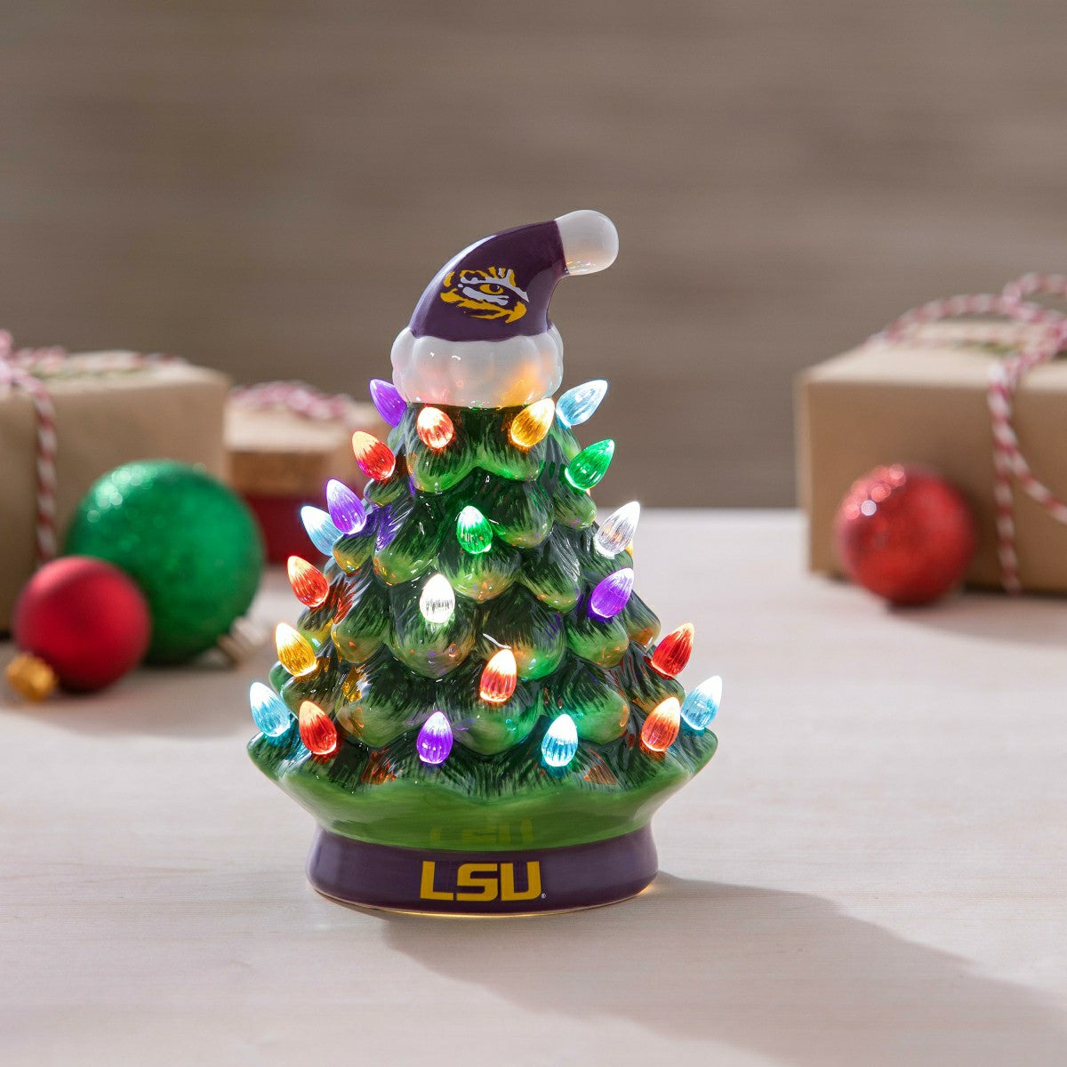 8" LED Ceramic Christmas Tree, Louisiana State University, Collegiate, Home