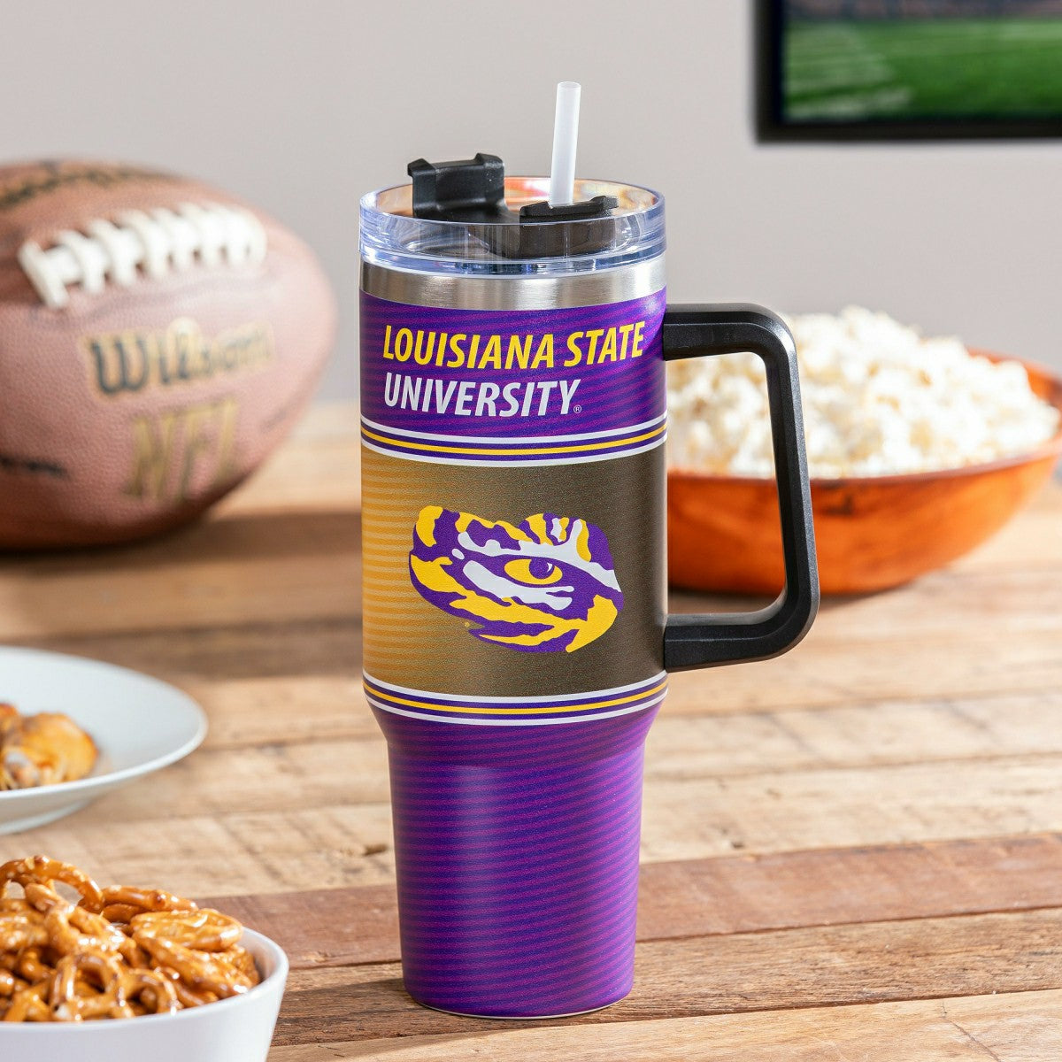 40oz Stainless Steel Canyon Cup w/ Straw, Louisiana State University, Collegiate, Home