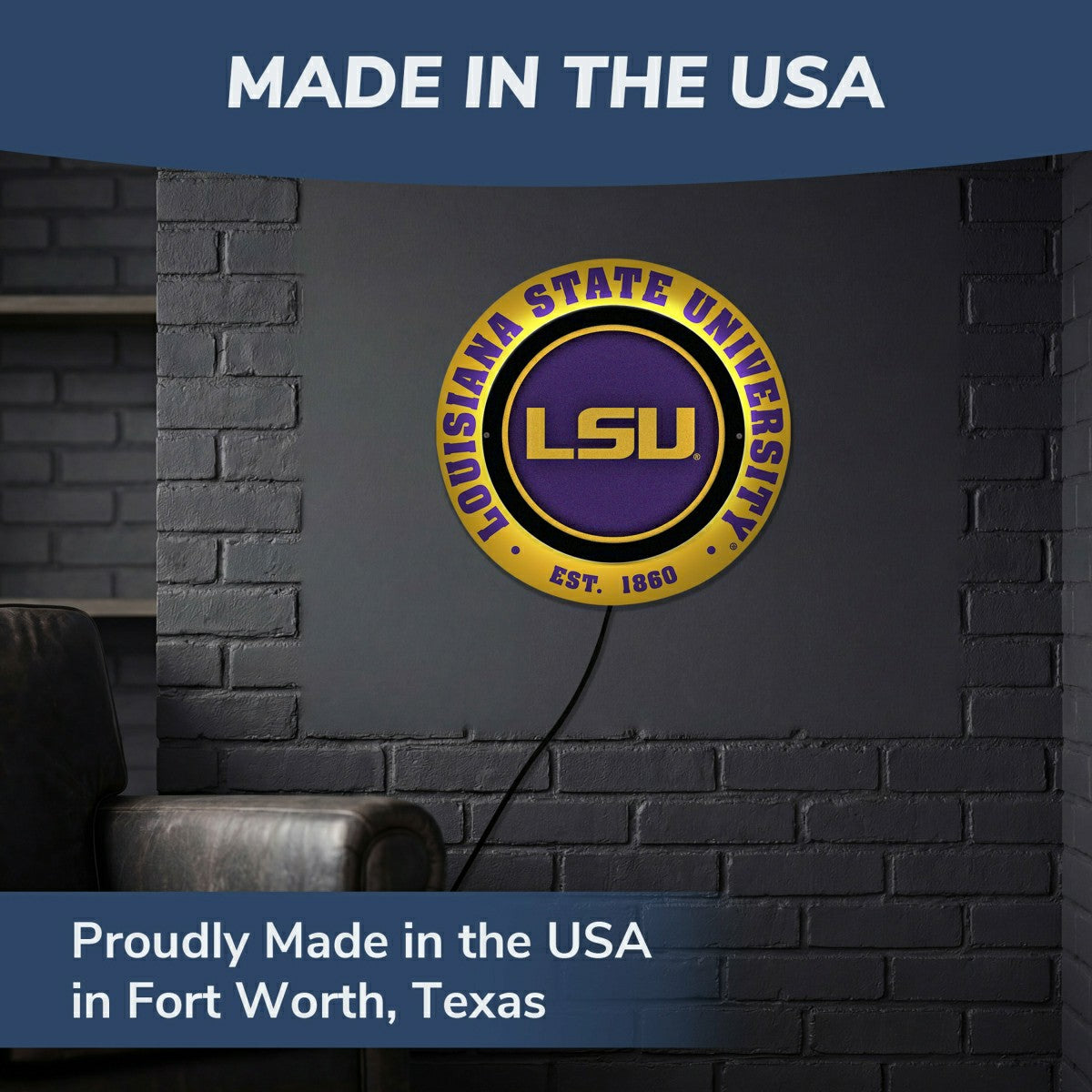 Louisiana State University, Metal Lite, Round, Collegiate