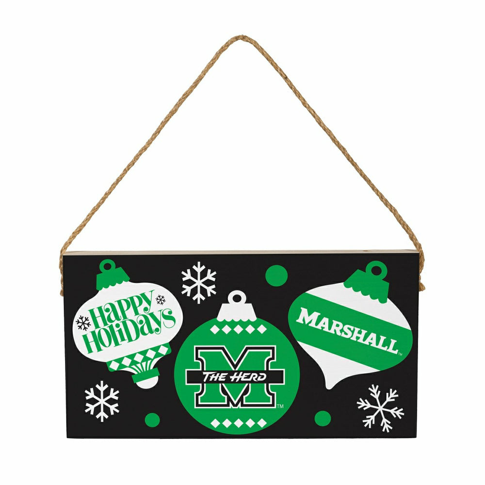 Marshall University Holiday Wood Wall Sign, 6x11, Collegiate, Home