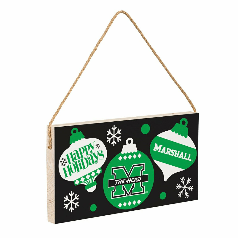 Marshall University Holiday Wood Wall Sign, 6x11, Collegiate, Home