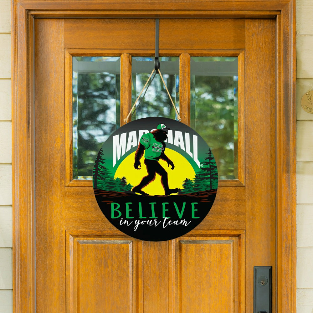Marshall University Bigfoot Round Door Décor with Hanging Rope, 18x18, Collegiate, Home