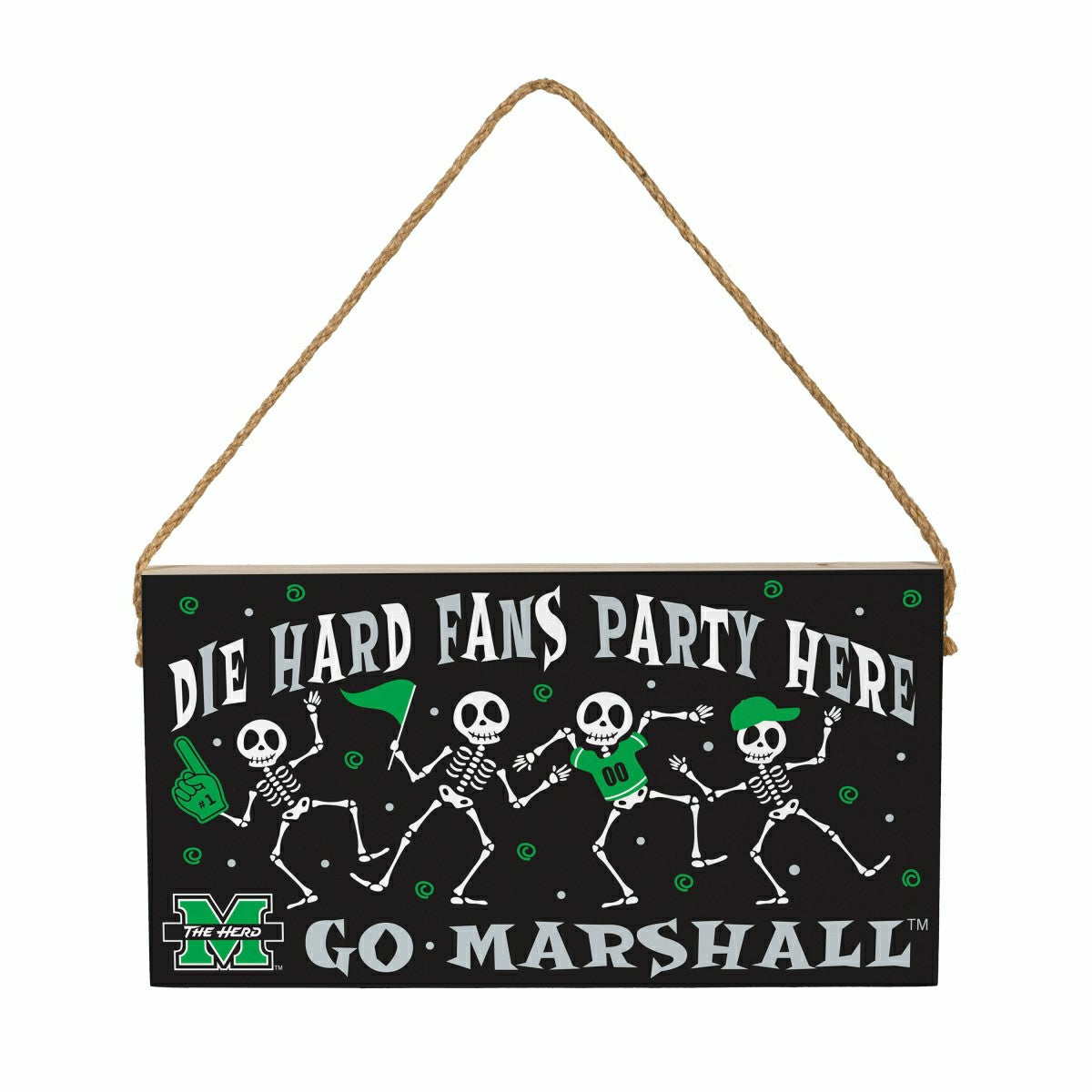Marshall University Halloween Wood Wall Sign, 6x11, Collegiate, Home
