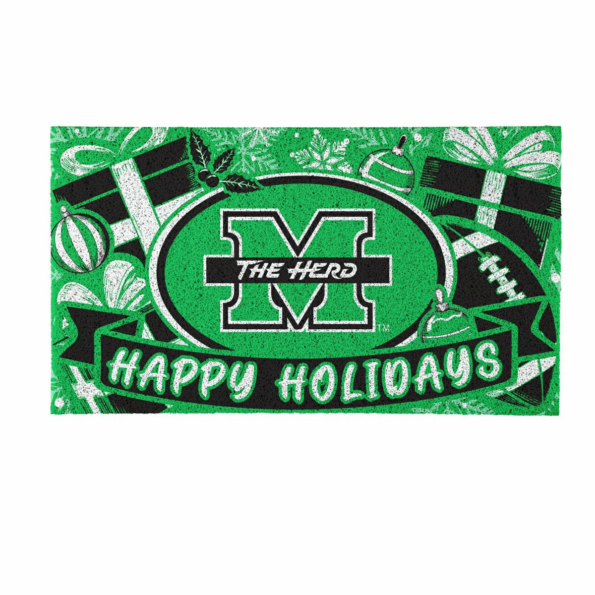 Marshall University Holiday PVC Mat, 28"x16", Collegiate