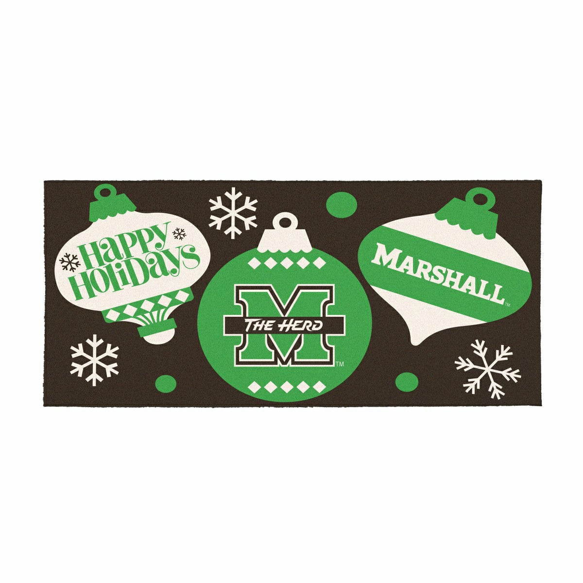 Marshall University Holiday Flocked Coir Sassafras Switch Mat, 22"x10", Collegiate