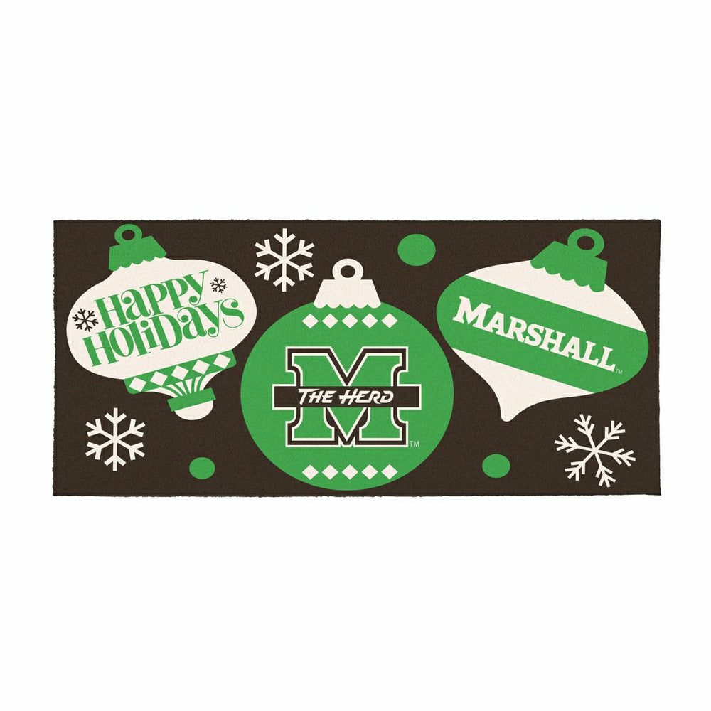 Marshall University Holiday Flocked Coir Sassafras Switch Mat, 22"x10", Collegiate