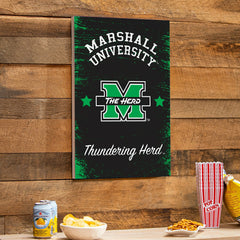 Marshall University Wood Wall Sign, 16x24, Collegiate, Home