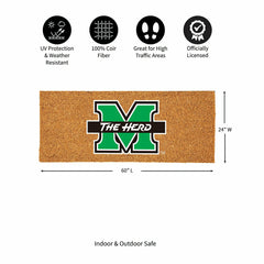Marshall University Extra Large Full Color Coir Mat, 60"x24", Collegiate