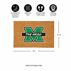 Marshall University Large Full Color Coir Mat, 36"x24", Collegiate