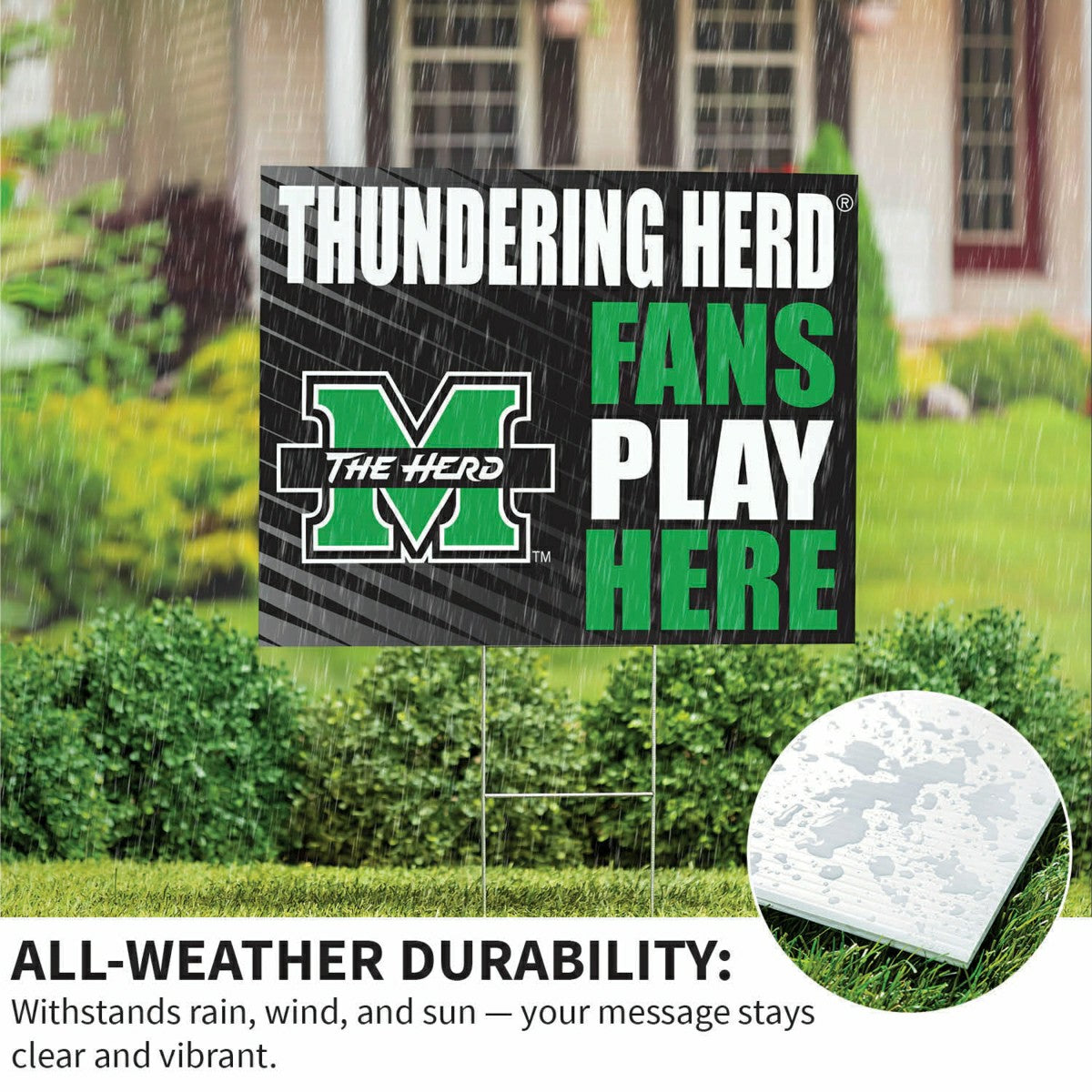 Marshall University Coroplast Yard Sign "Fans Play Here", Collegiate, Home