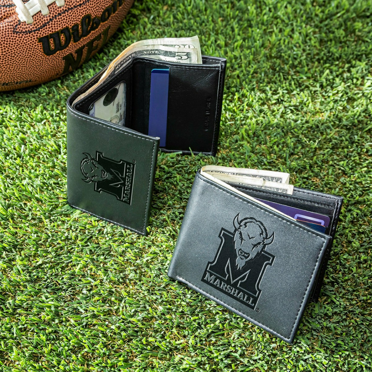 Marshall University, Bi-Fold and Tri-Fold Wallet Gift Set, Black, Collegiate, Home
