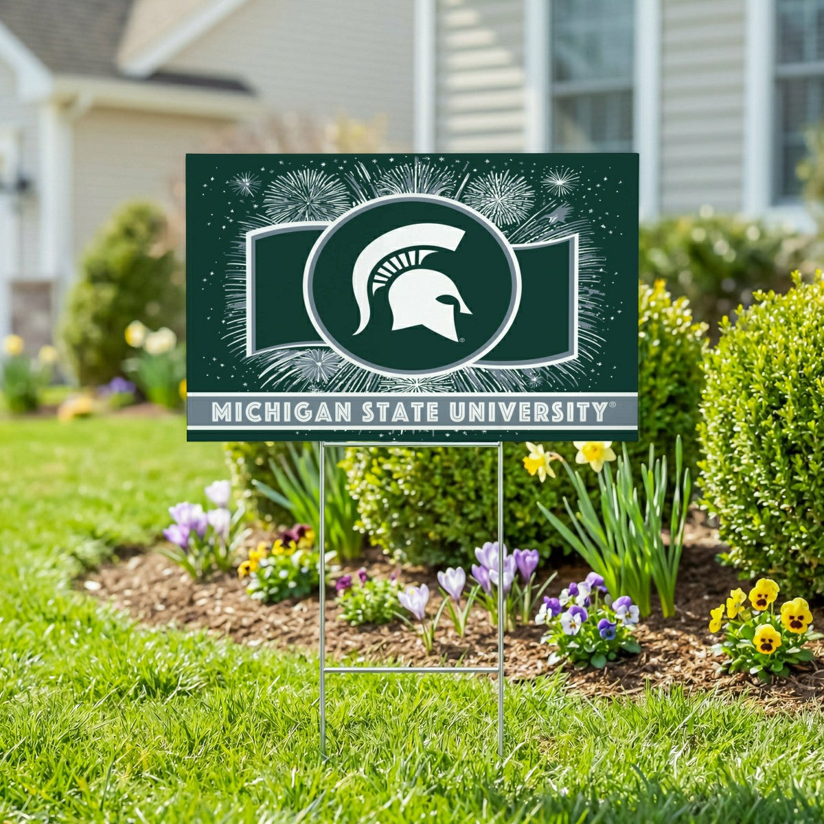 Michigan State University Yard Sign, Patriotic, Collegiate, Home