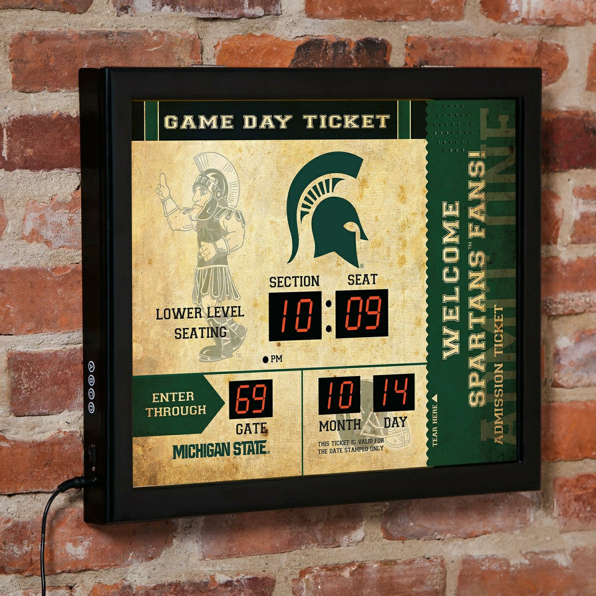Scoreboard Wall Clock, Michigan State, Collegiate, Home