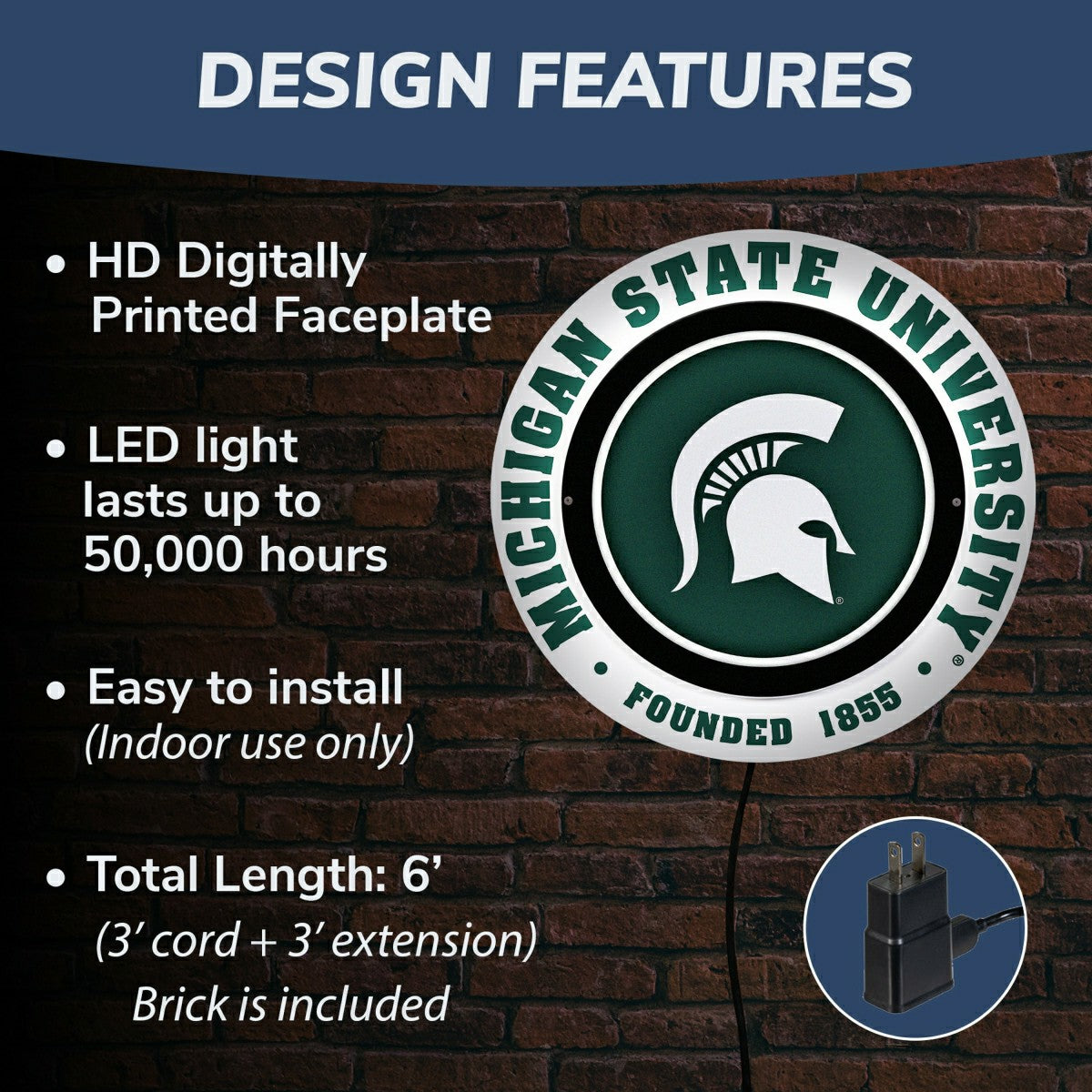 Michigan State University, Metal Lite, Round, Collegiate