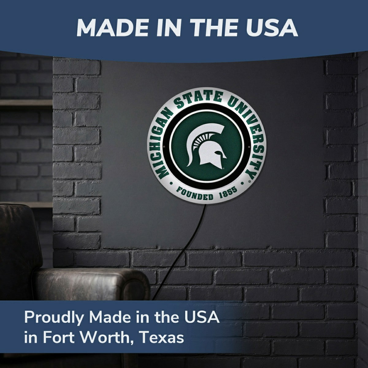 Michigan State University, Metal Lite, Round, Collegiate