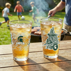 Michigan State University 16oz Glass pint, Set of 2, Collegiate, Home