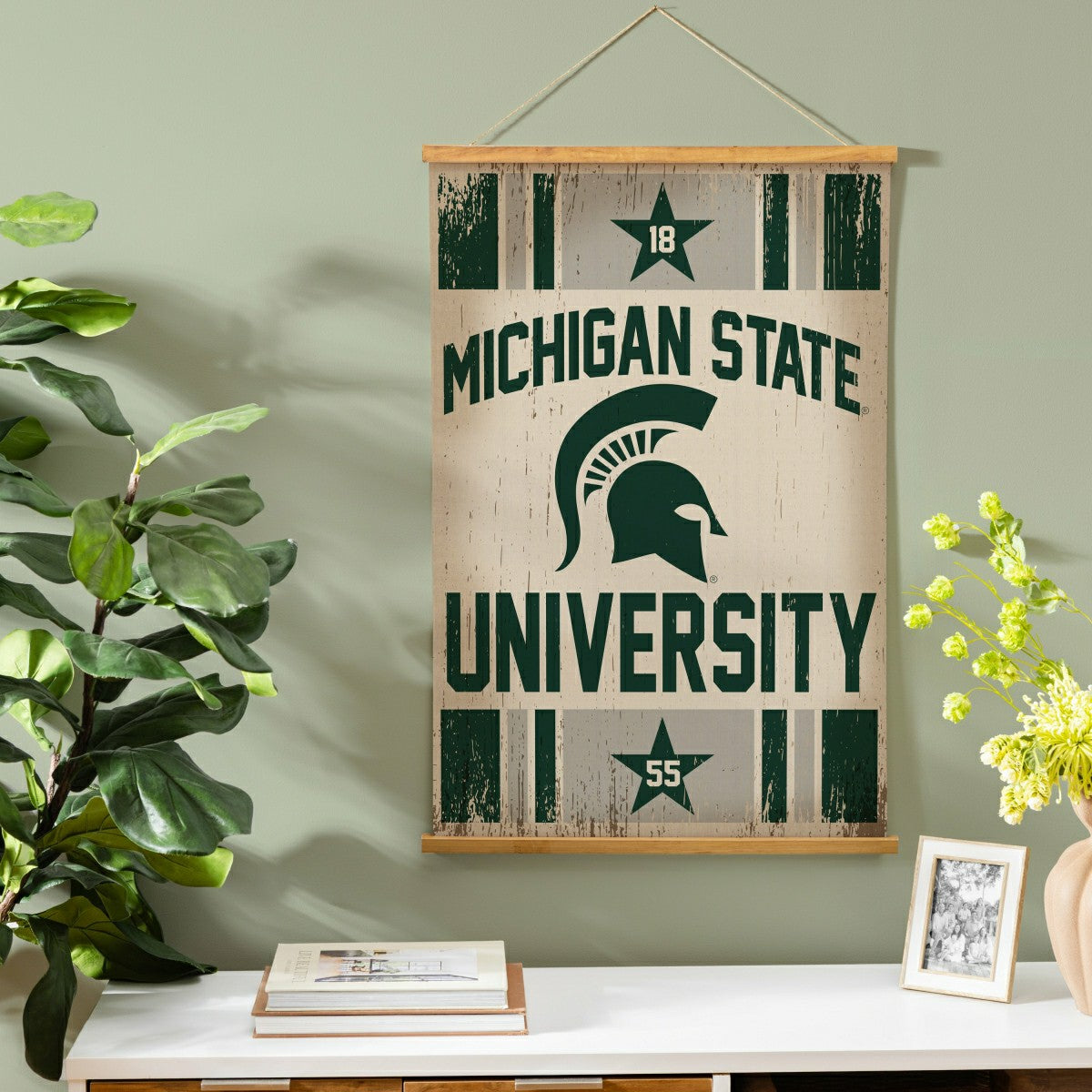 Michigan State University, Canvas Wall Tapestry, Medium, 36x24, Collegiate, Home