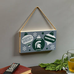 Michigan State University Holiday Wood Wall Sign, 6x11, Collegiate, Home