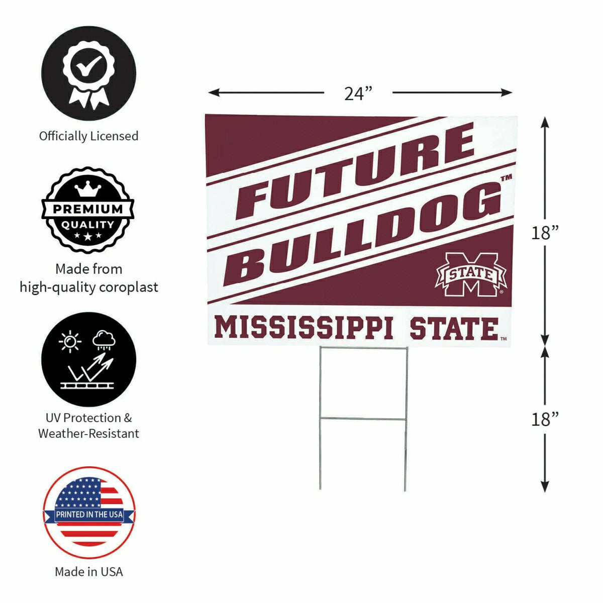 Mississippi State University Coroplast Yard Sign, Future Student, Collegiate, Home